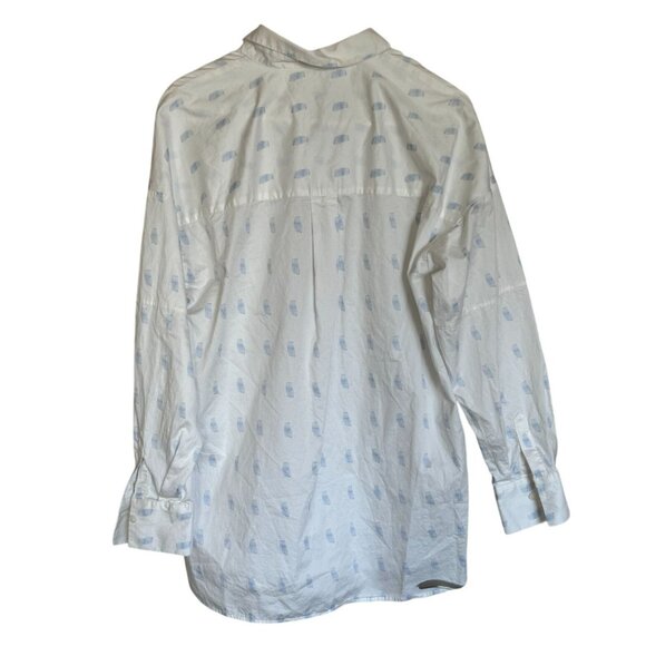 Club Monaco Printed Boyfriend Shirt Relaxed Casual in Polka Dot Size Large /n2 - Picture 6 of 11